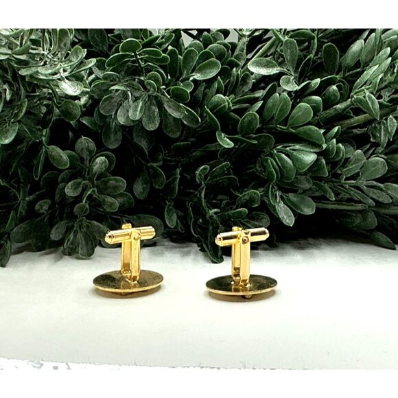 Vintage Crown Design Gold Tone Oval Cufflinks - Picture 4 of 5